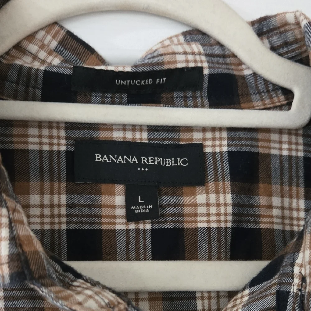 Banana Republic Lightweight‎ Flannel Shirt Button Down Untucked Fit Size Large